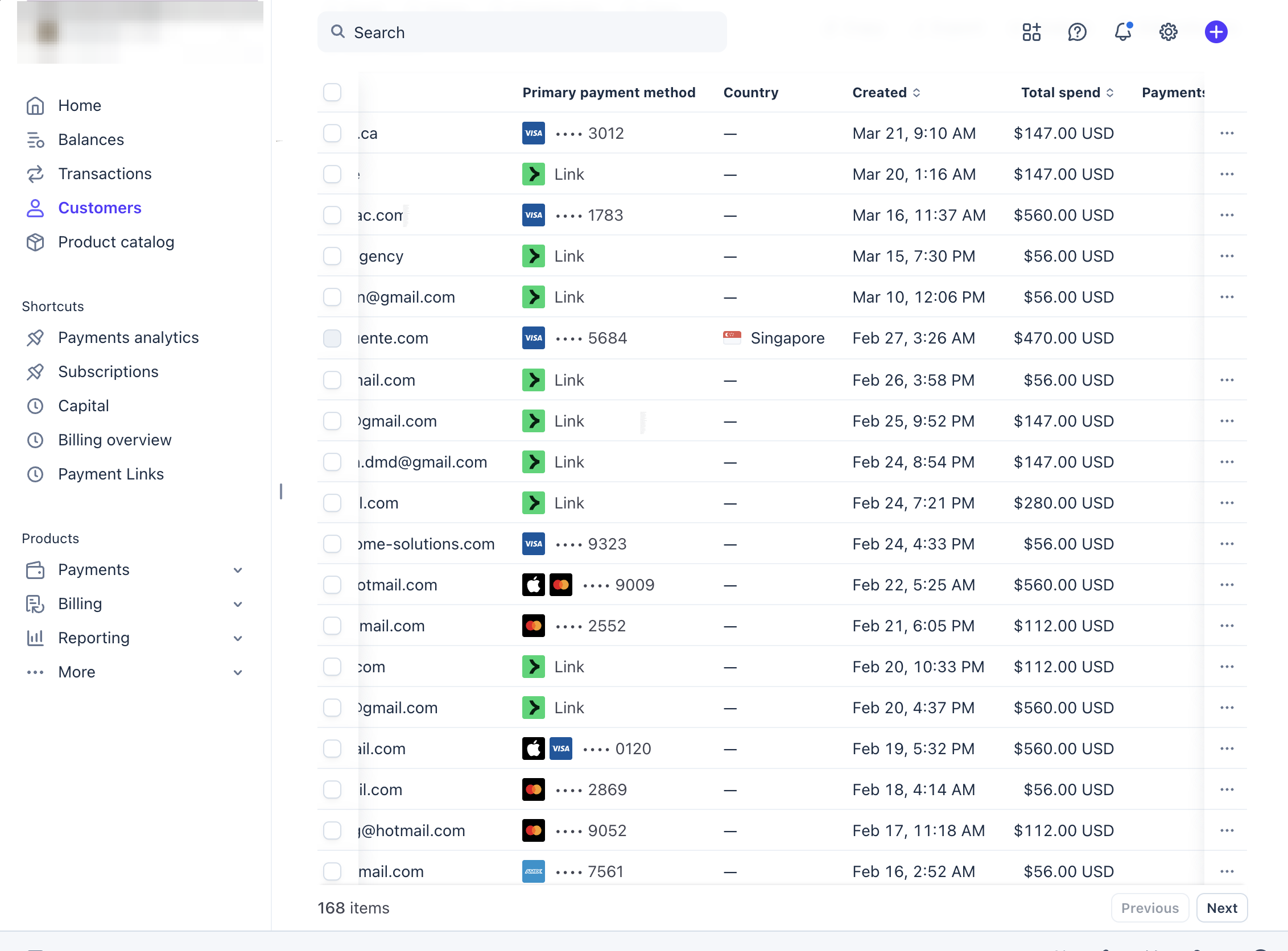Stripe revenue screenshot